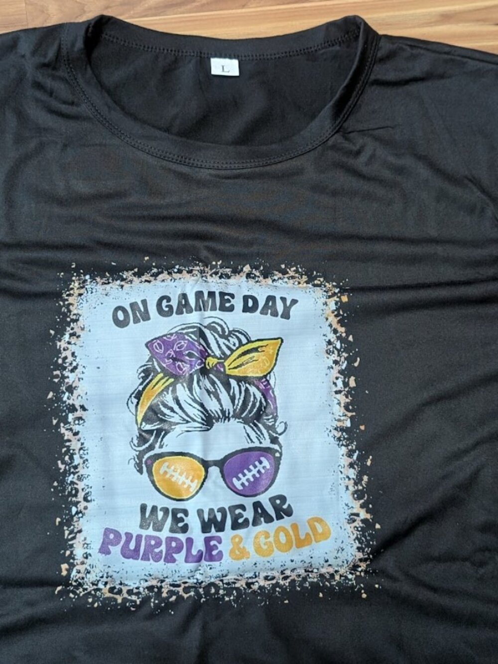 NWOT "We Wear Purple & Gold" Football Game Day Graphic Tee Size L